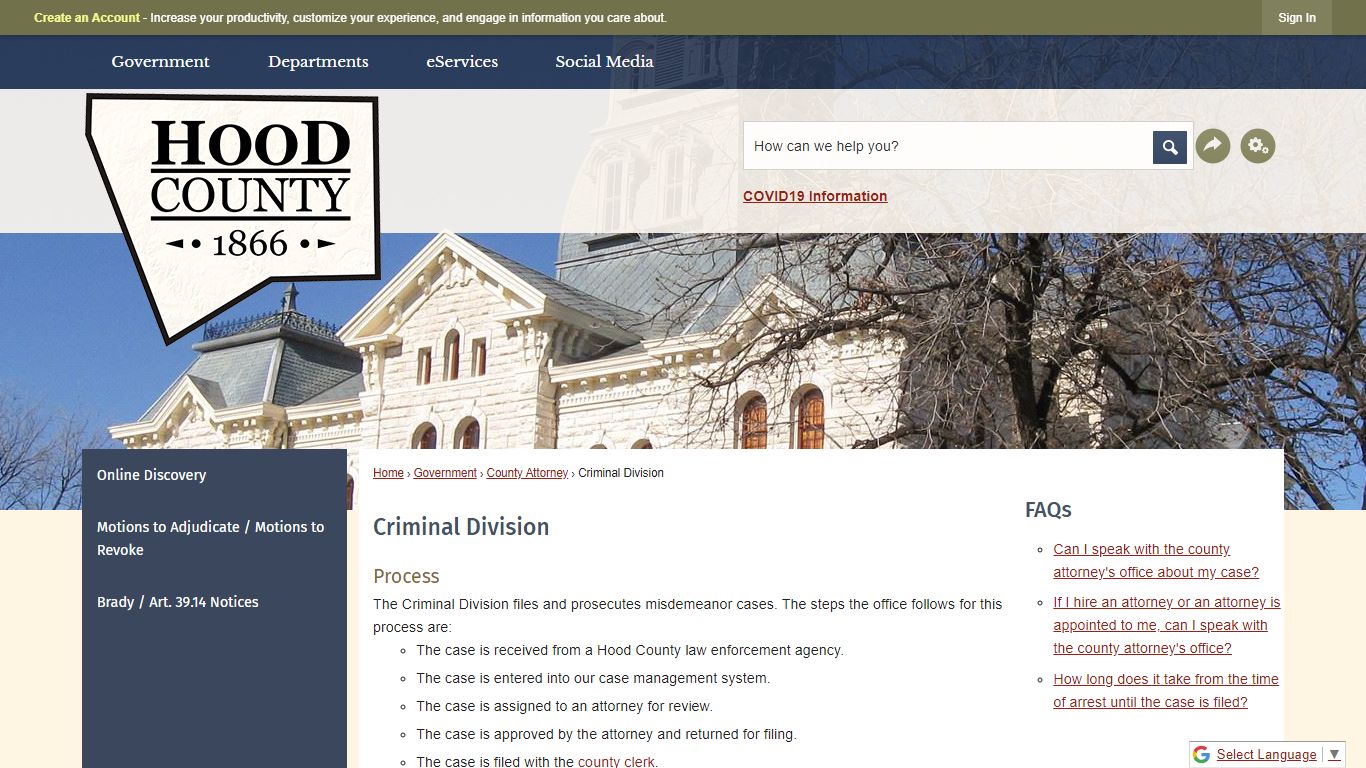 Criminal Division | Hood County, TX - Official Website